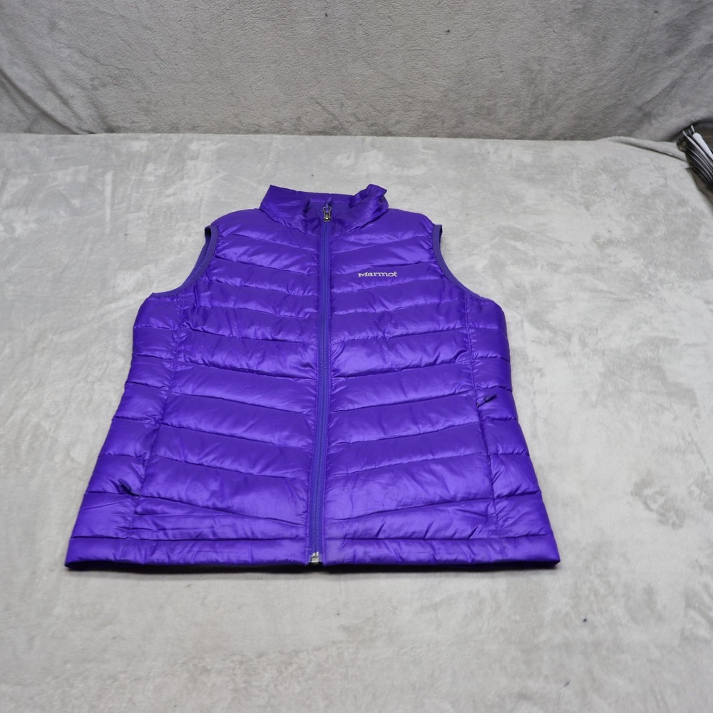 Marmot Down Vest Womens Small Purple Insulated 800 Fill Light Quilted Puffer